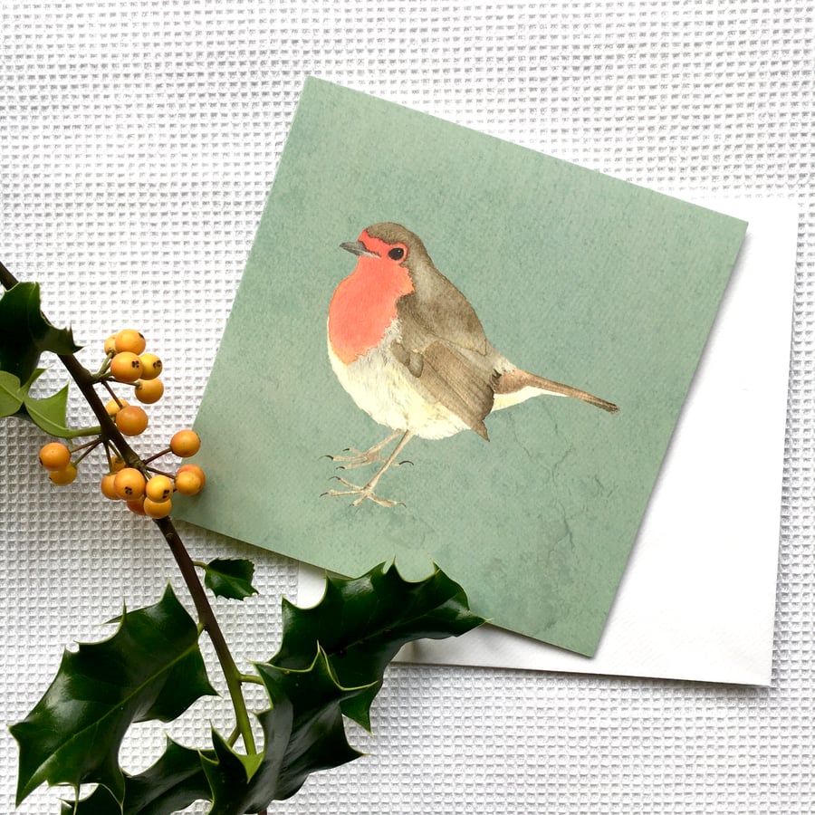 Pack of five Wintery Robin cards