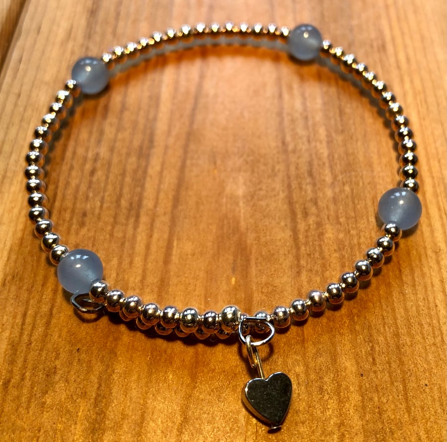 Blue chalcedony memory wire bracelet