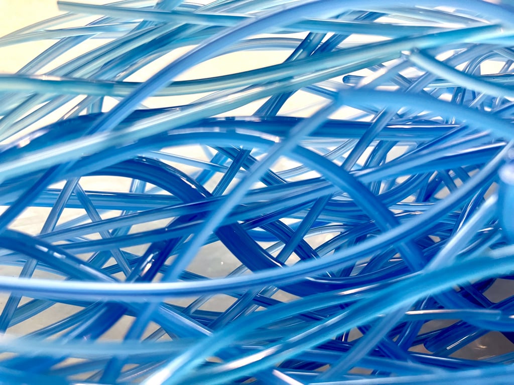 150g Blue Streaky Bullseye 90coe glass Vitrigraph stringers