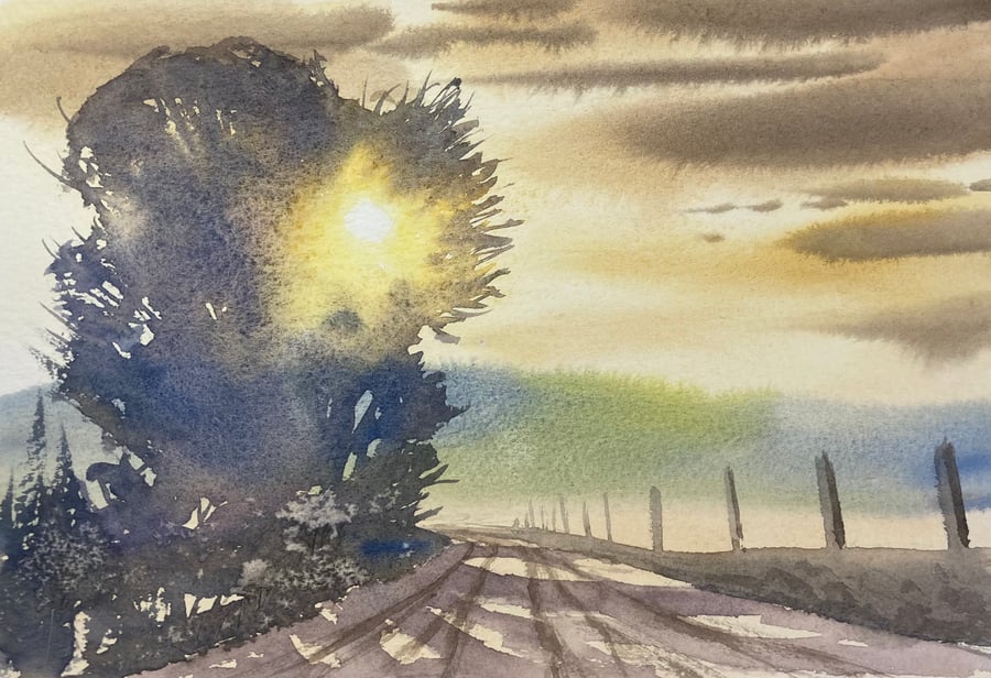Great Bushby - Dawn light (Pure Original Watercolour)