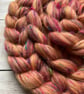 Recycled wool sari silk blend spinning fibre 100g Rose Gold 