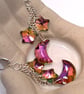 Maroon Glass Bead & Silver Plated Spacer Jewellery with Vitrail Moon and Stars - Image 4