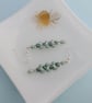 Long Green Glass Beaded Drop Earrings with Crystals - Image 4