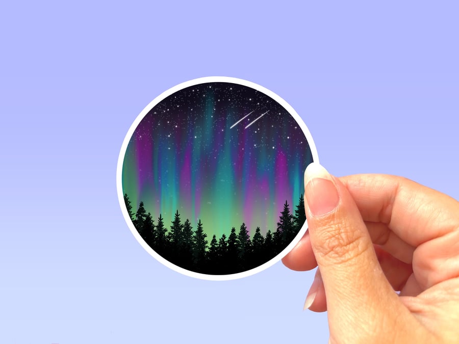 Magical Northern Lights Die Cut Sticker
