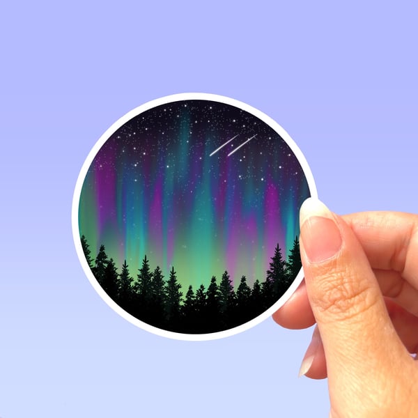 Magical Northern Lights Die Cut Sticker