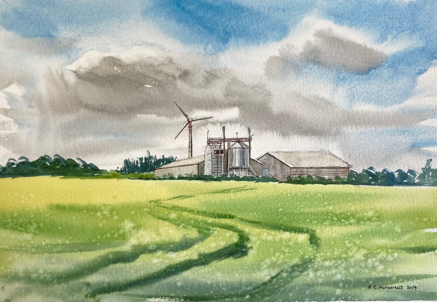 Farm study en plein air 2019 (original watercolour painting) size A4 