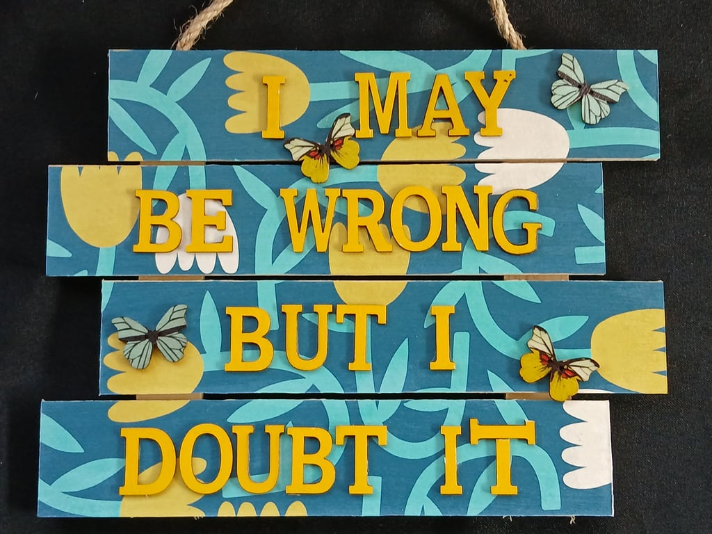 Hand decorated hanging wooden sign 