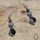 Half frosted glass bead earrings