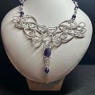 Magdalena handmade wire wrapped Necklace with Amethyst gemstones