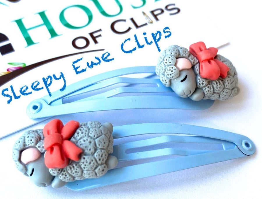 Sleepy Ewe Hair Clips - Sheep Snap Clips - Non Slip Hair Clips - Boys Hair Clips