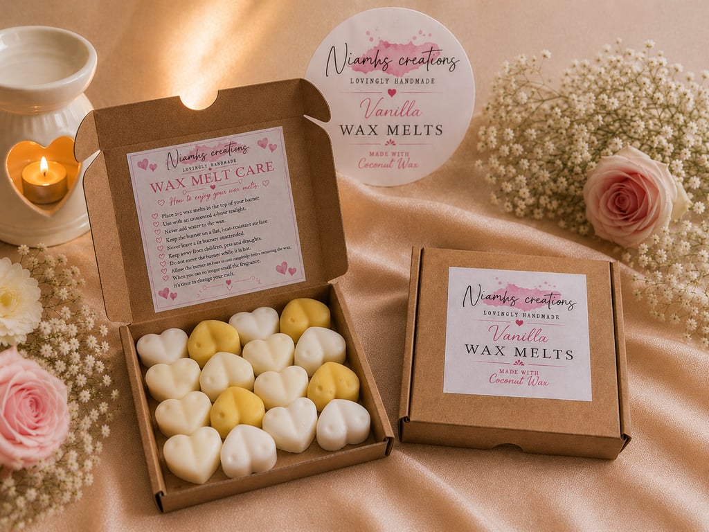  Vanilla Heart Wax Melts- Handmade in UK, Vegan