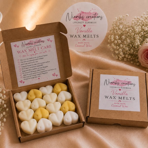  Vanilla Heart Wax Melts- Handmade in UK, Vegan
