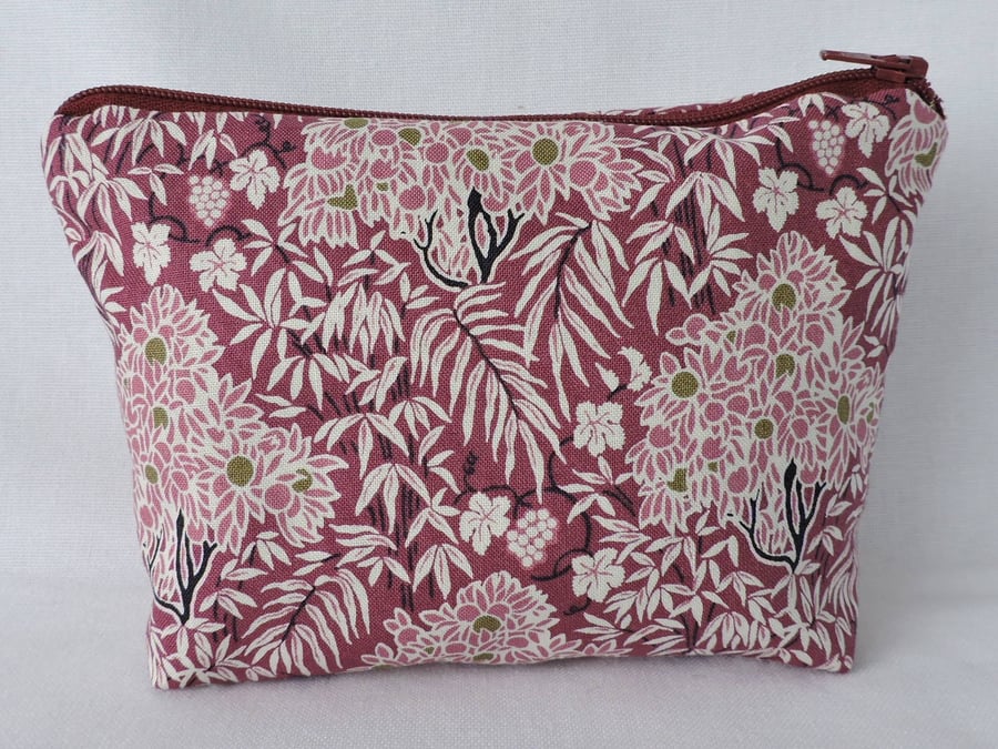  Make Up Bag, Cosmetic Bag  Pink Plum and Olive