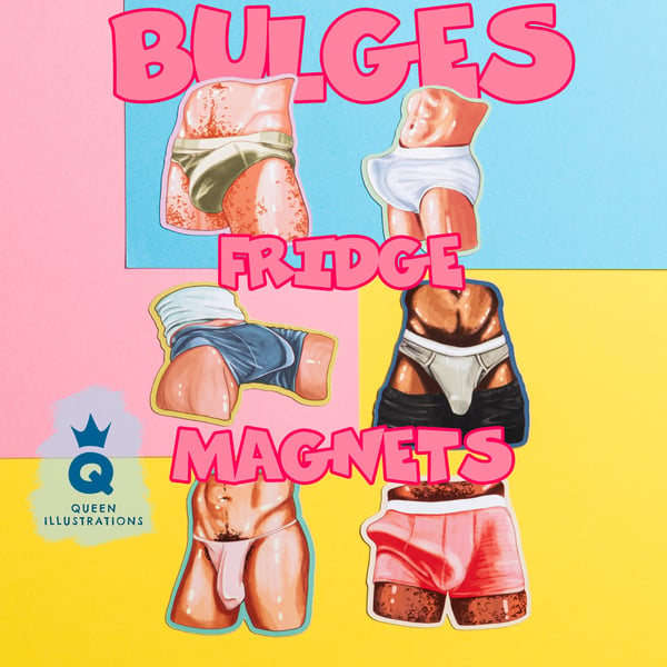 BULGES FRIDGE MAGNETS, super hot gay magnets, fun gift ideas, Gay art