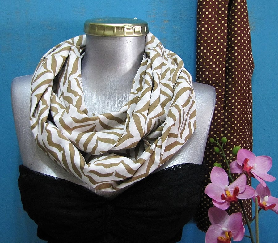 Cotton white beige infinity scarf modern spring summer shawl wrap loop scarf 