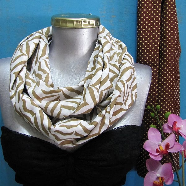 Cotton white beige infinity scarf modern spring summer shawl wrap loop scarf 