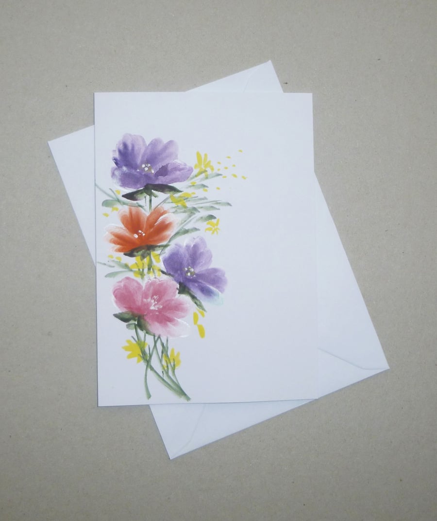 hand painted original art blank greetings card ( ref f 823 D7 )