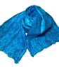 Felted merino wool scarf with multicoloured silk fibre embellishment, turquoise