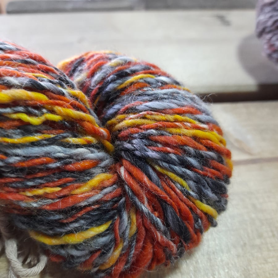 Candy Corn Merino and Tullah Silk blend handspun Double Knit yarn