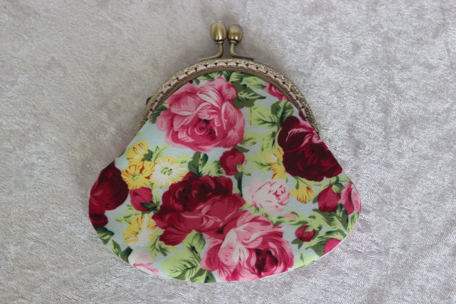 Floral Fabric Coin Clasp Purse