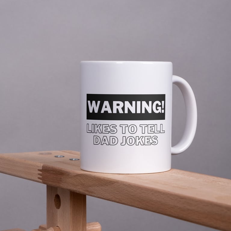 Warning! Likes To Tell Dad Jokes Bold Mug: Unique Gift for Dad, Small Gift 