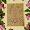 So loved bunny- mini greetings card