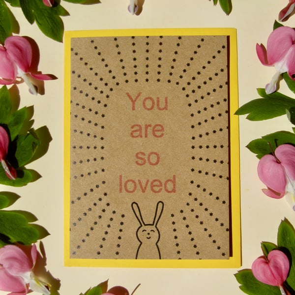 So loved bunny- mini greetings card