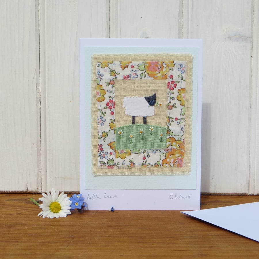 Little Lamb hand-stitched card for early years birthday, newborn or anytime!