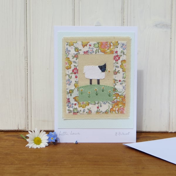 Little Lamb hand-stitched card for early years birthday, newborn or anytime!
