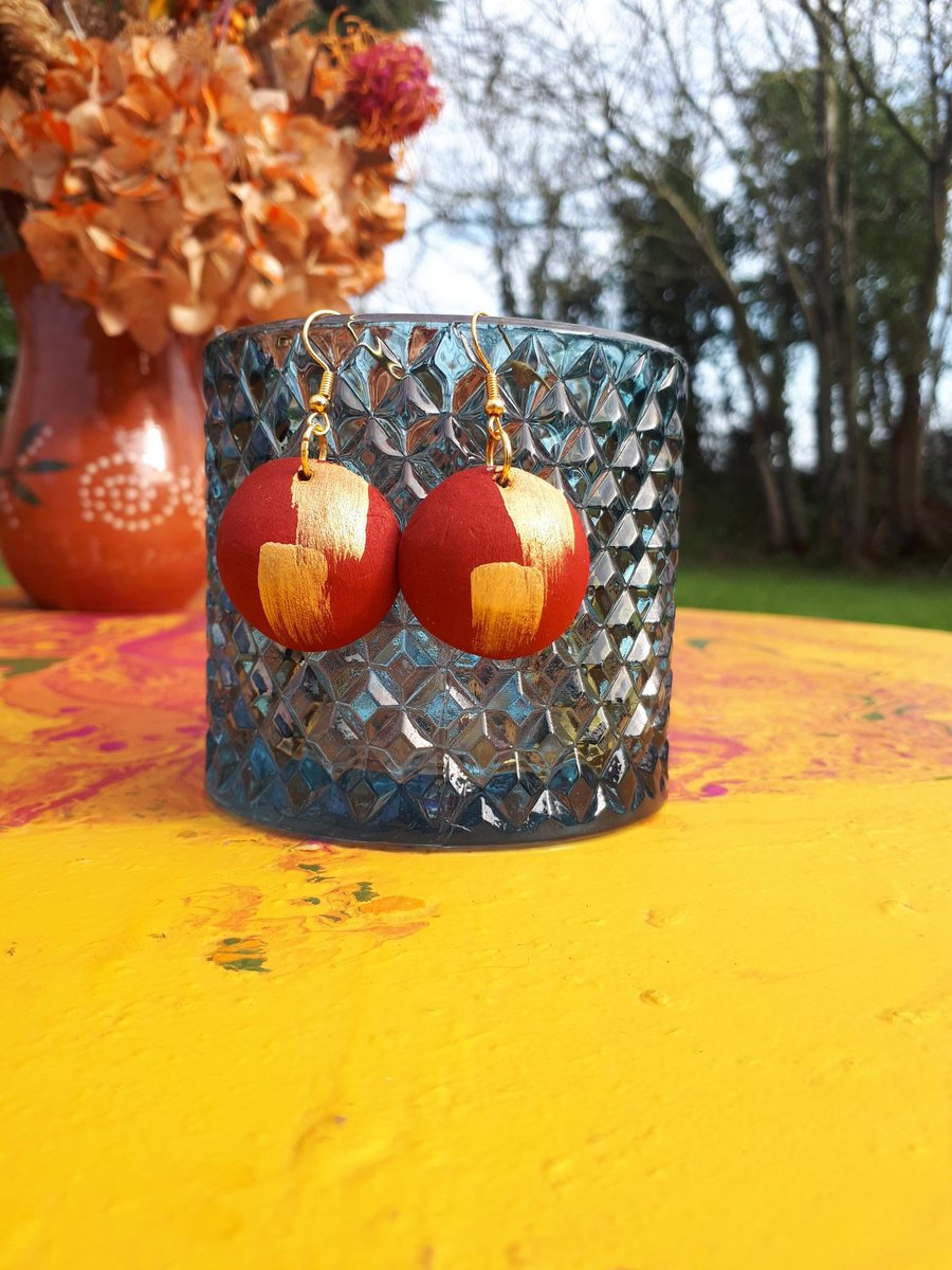 Handmade Vintage Style Clay Dangle Earrings