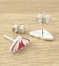 Cinnabar moth stud earrings, handmade from sterling silver - Image 4