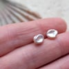 9ct gold 6-8mm Pink-Peach Keshi Baroque Freshwater Pearl Studs 