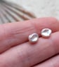 9ct gold 6-8mm Pink-Peach Keshi Baroque Freshwater Pearl Studs 