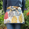 Gardening apron tree print and reclaimed fabric waist apron money belt