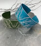 Turquoise anodised aluminium ‘Winter Tree’ cuff - Image 4