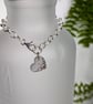 Hammered Heart Sterling Silver Chunky Charm Bracelet 
