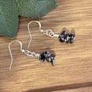 Dainty Snowflake Obsidian Volcanic Glass Earrings