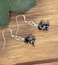Dainty Snowflake Obsidian Volcanic Glass Earrings