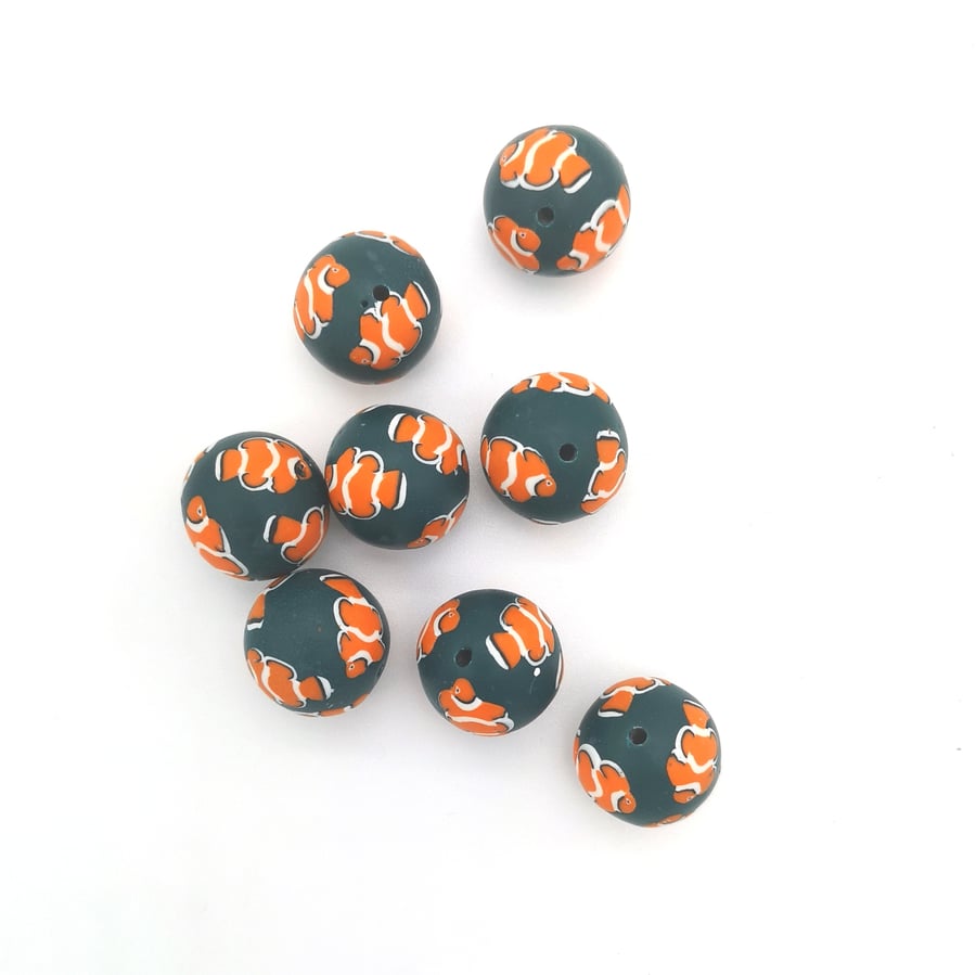 Polymer Clay Clown Fish Aquarium Beads