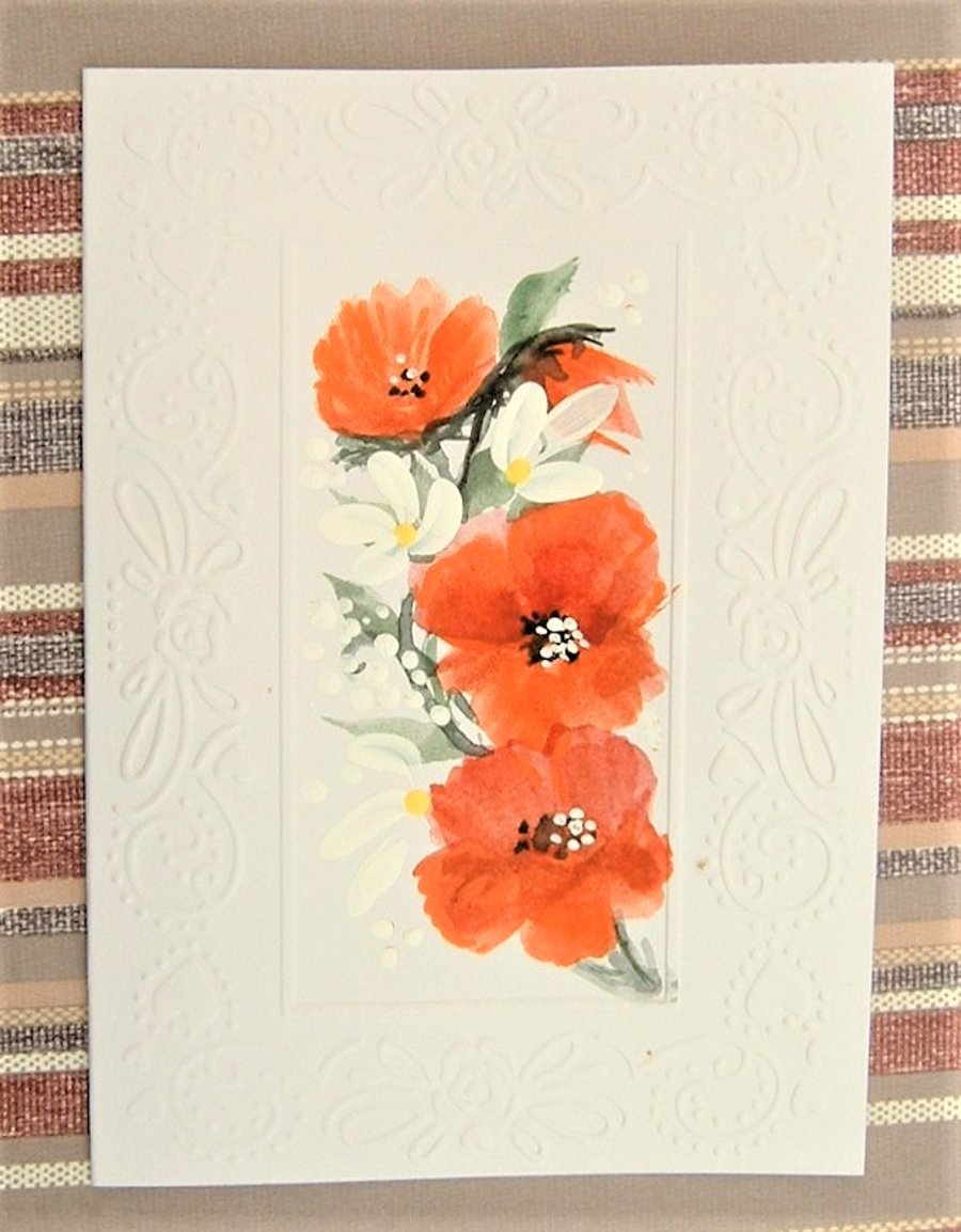 original art hand painted greetings card ( ref F 634)
