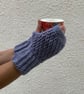 FINGERLESS MITTS , gloves ' Erme Trail '. Soft Wool blend. Blue. - Image 2