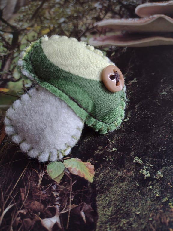 Felt and fabric Jolly Toadstool brooch