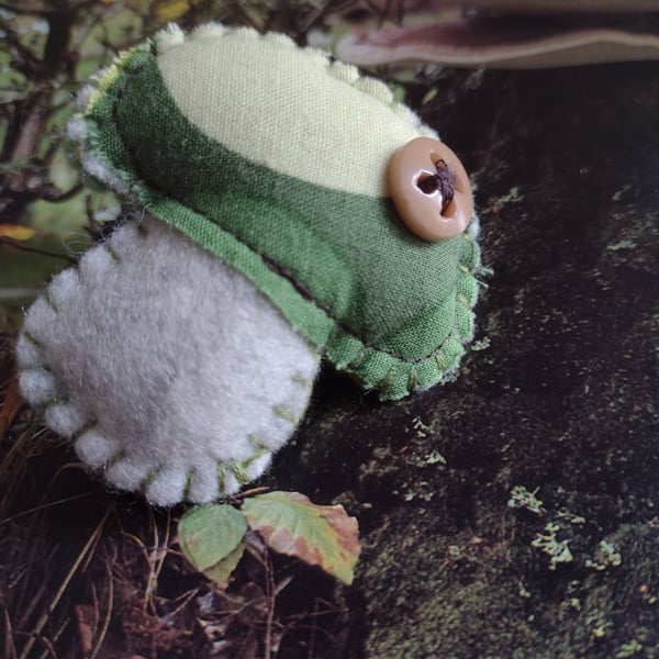 Felt and fabric Jolly Toadstool brooch