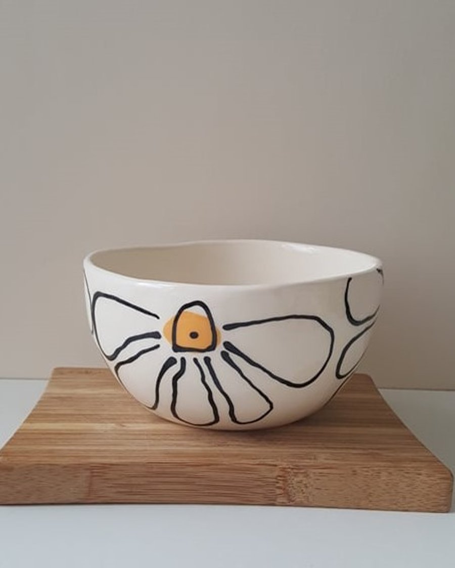 Handmade ceramic pottery flower bowl