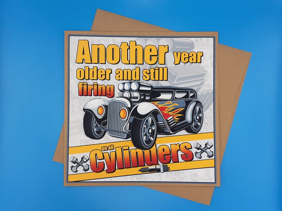 Men's Birthday Card, Large, Handmade, Decoupage 