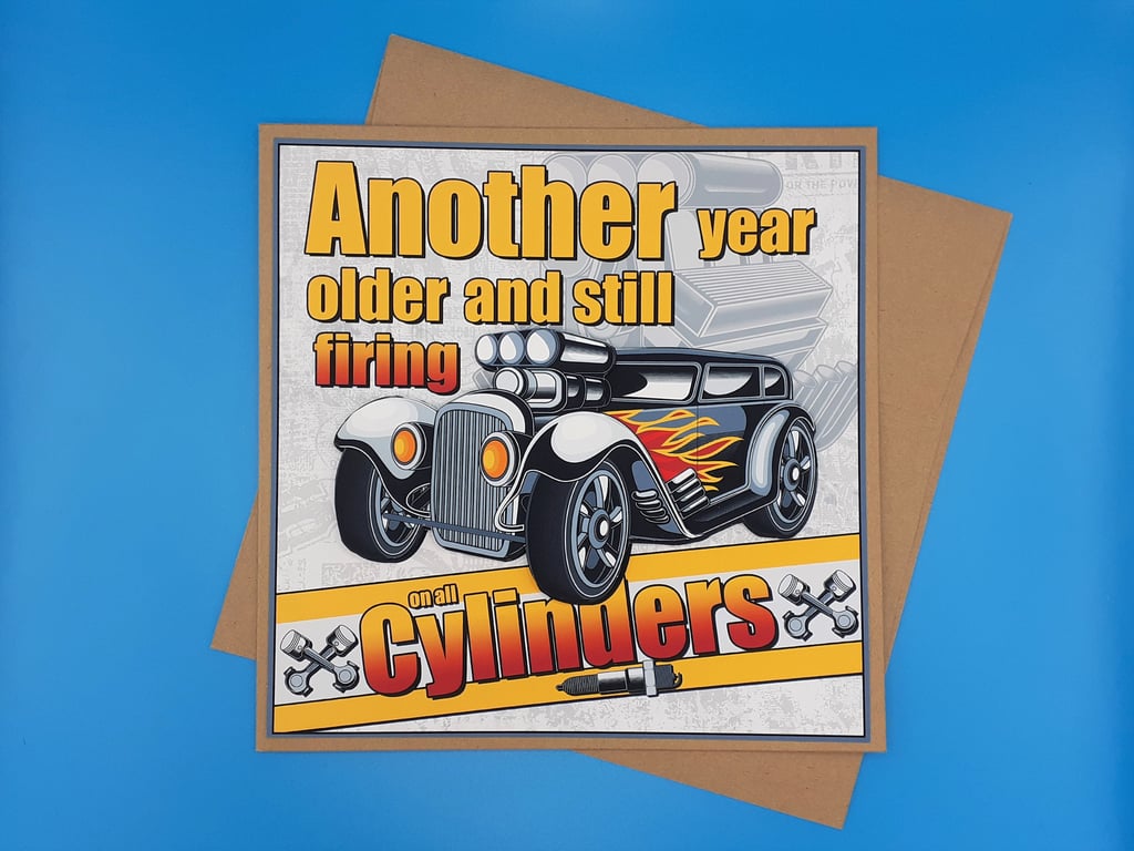 Men's Birthday Card, Large, Handmade, Decoupage 