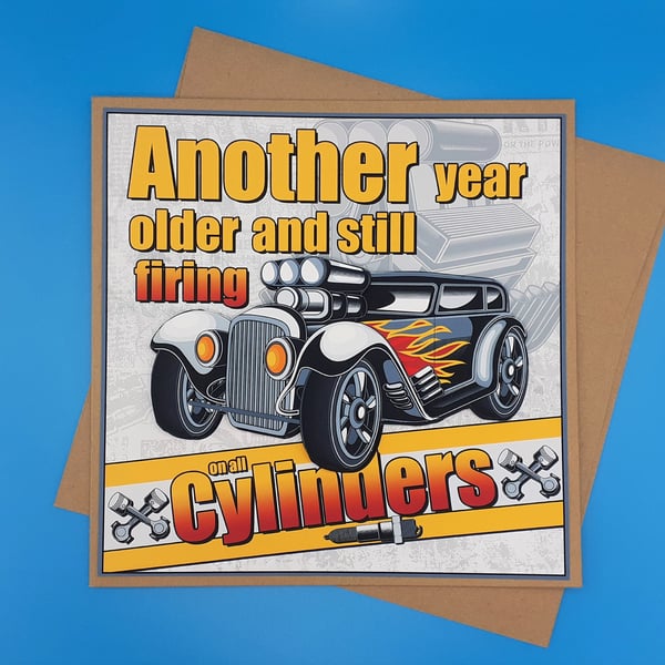 Men's Birthday Card, Large, Handmade, Decoupage 