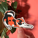 Cat Lino Print Vinyl Sticker