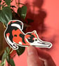 Cat Lino Print Vinyl Sticker - Image 1