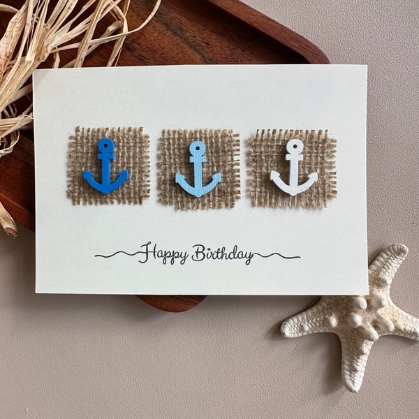 Coastal anchor birthday card seaside holiday greetings ocean lover gift from son